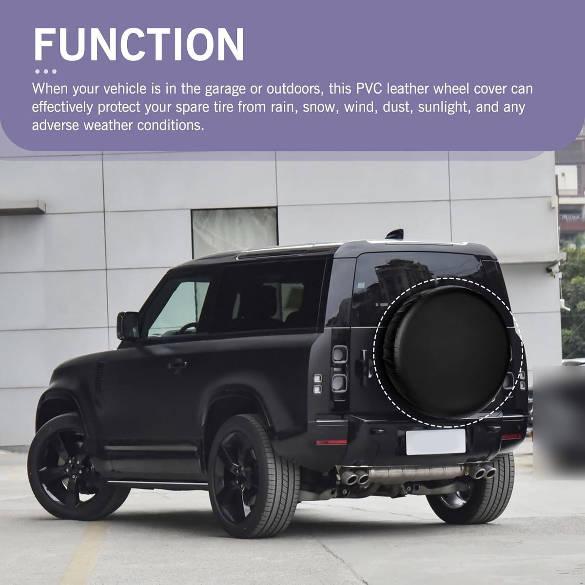 Tire cover - 17 inch - Tire covers - Spare tire cover - Tire dust cover - Spare wheel dust cover - Car tire protective cover - Spare wheel protective cover - Tire storage cover - PVC leather - Dust cover - suitable for tire diameters 80-83 cm - Black