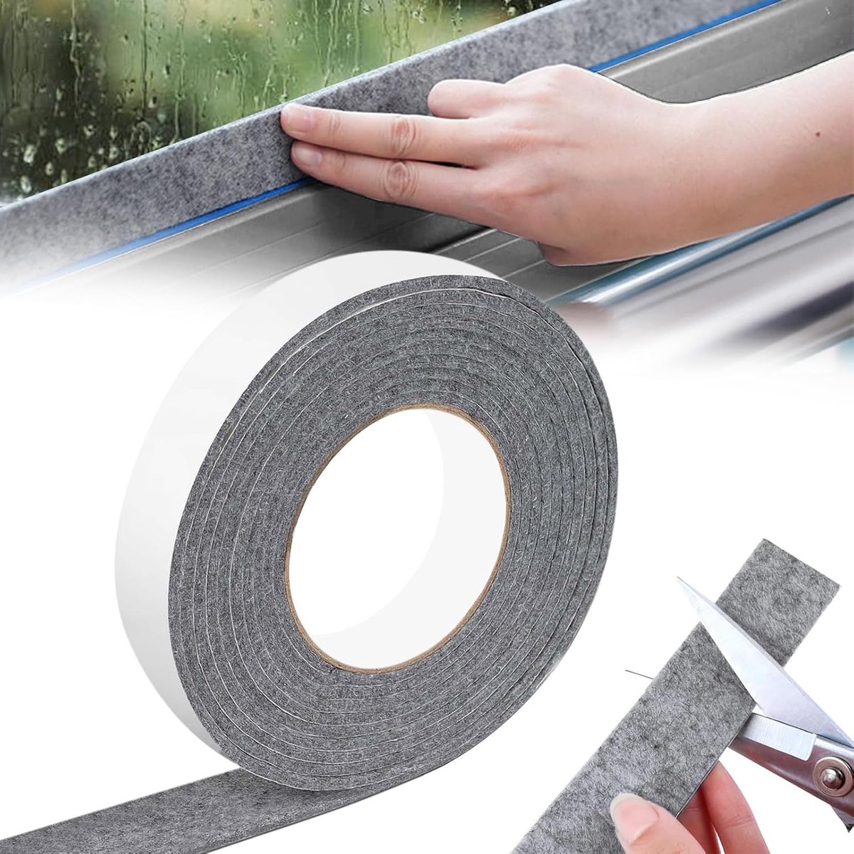 Moisture-resistant strips for windows - 3cm*4m - Absorbing condensation strips for window felt - Absorbent stickers - Self-adhesive strip - Anti-condensation felt pads - Anti-condensation strips for windows - Window glass Water-absorbing Sticker - Mo