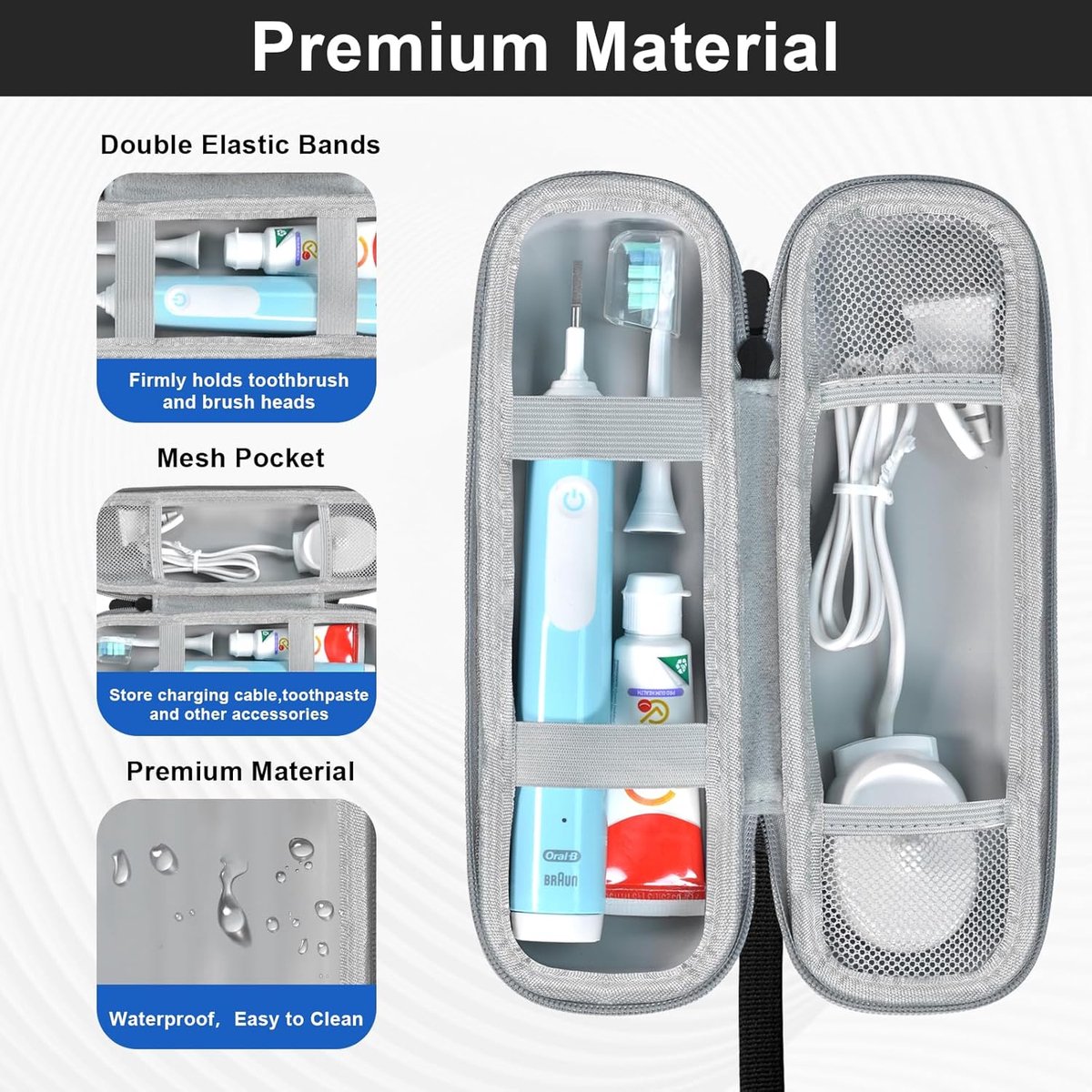 Electric Toothbrush Travel Case - Toothbrush Holder - Toothbrush Storage Box - Protective Cover - Portable Hard Protective Storage Bag - Toothbrush Travel Case - Suitable for Oral B - Black