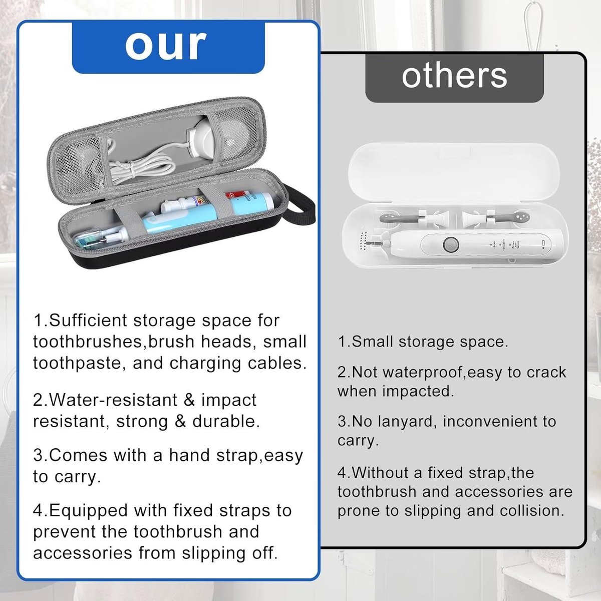 Electric Toothbrush Travel Case - Toothbrush Holder - Toothbrush Storage Box - Protective Cover - Portable Hard Protective Storage Bag - Toothbrush Travel Case - Suitable for Oral B - Black