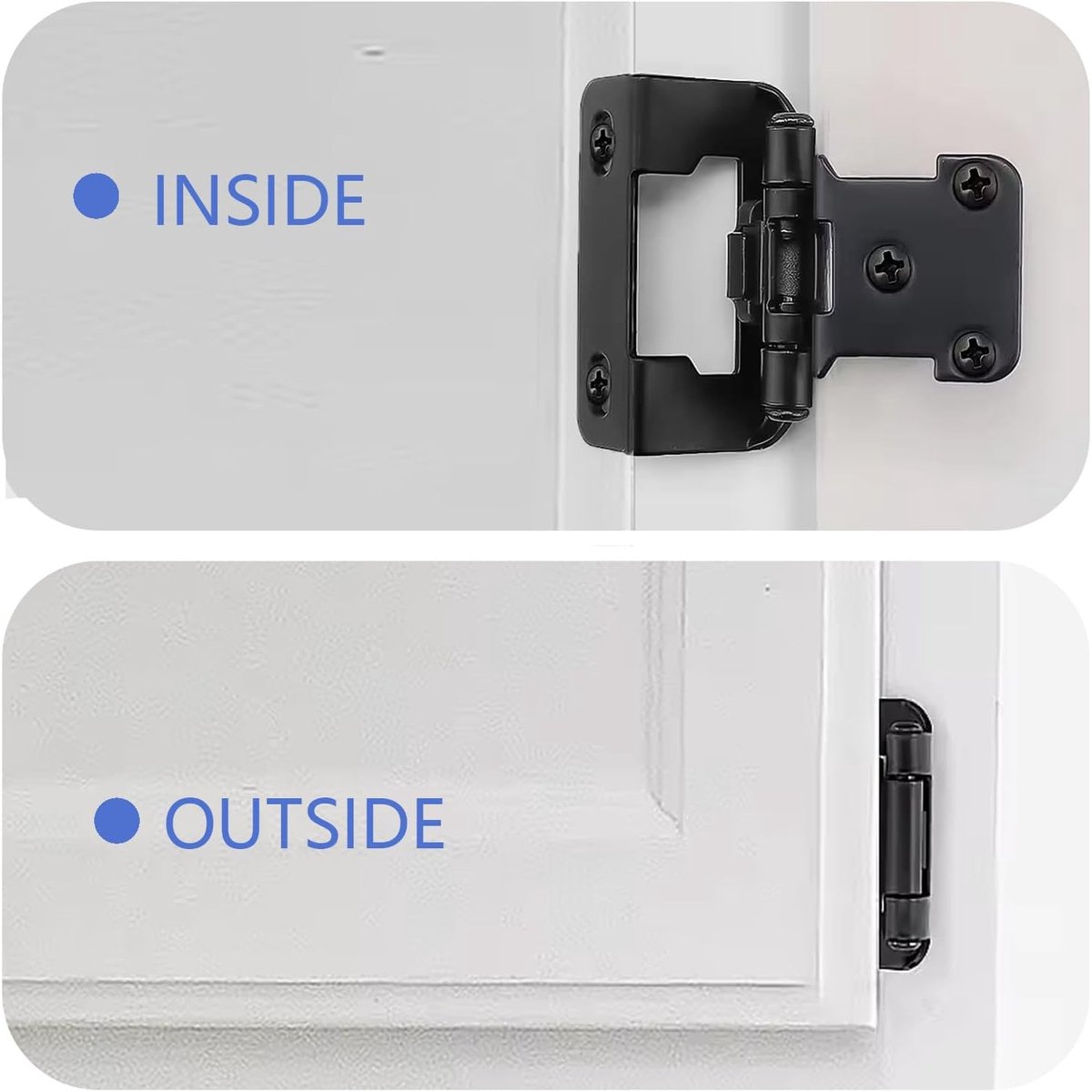 pieces - Hinges - Kitchen cabinet hinges - Cabinet door hinges - Furniture hinges - Flap hinge - Interior door hinges - surface-mounted hinges for kitchen cabinets - semi-concealed cabinet hinges - with screws - for cabinet doors, cabinets - black