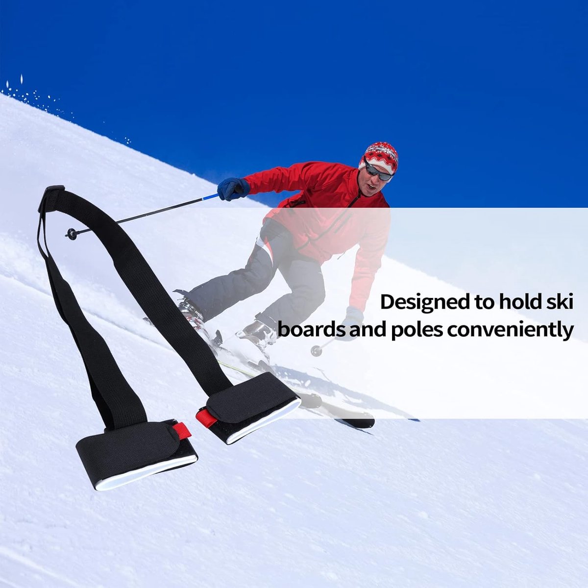2 x Adjustable Ski Carrier - ski carrier straps - Ski accessories - Snowboard straps - Ski carrying strap - Winter sports ski carrying strap - Ski straps - Sled straps - Portable ski straps - Winter sports - for children and adults