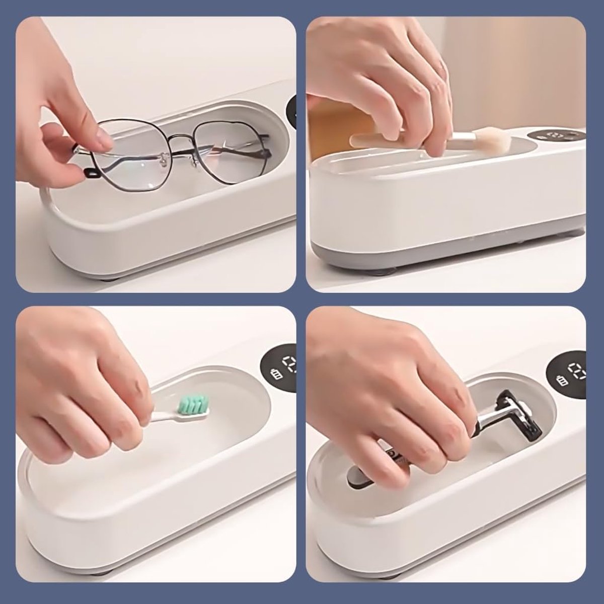 Ultrasonic Cleaner - Jewelry Cleaner - Glasses Cleaning Machine - Cleaning Machine - Glasses Cleaner - Denture Cleaner - rechargeable - with fast deep cleaning function - chain cleaner - for glasses, jewelry, rings and earrings - 22*8*8 cm - white