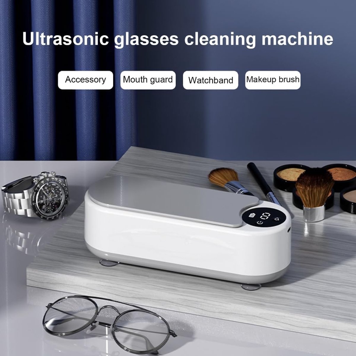 Ultrasonic Cleaner - Jewelry Cleaner - Glasses Cleaning Machine - Cleaning Machine - Glasses Cleaner - Denture Cleaner - rechargeable - with fast deep cleaning function - chain cleaner - for glasses, jewelry, rings and earrings - 22*8*8 cm - white