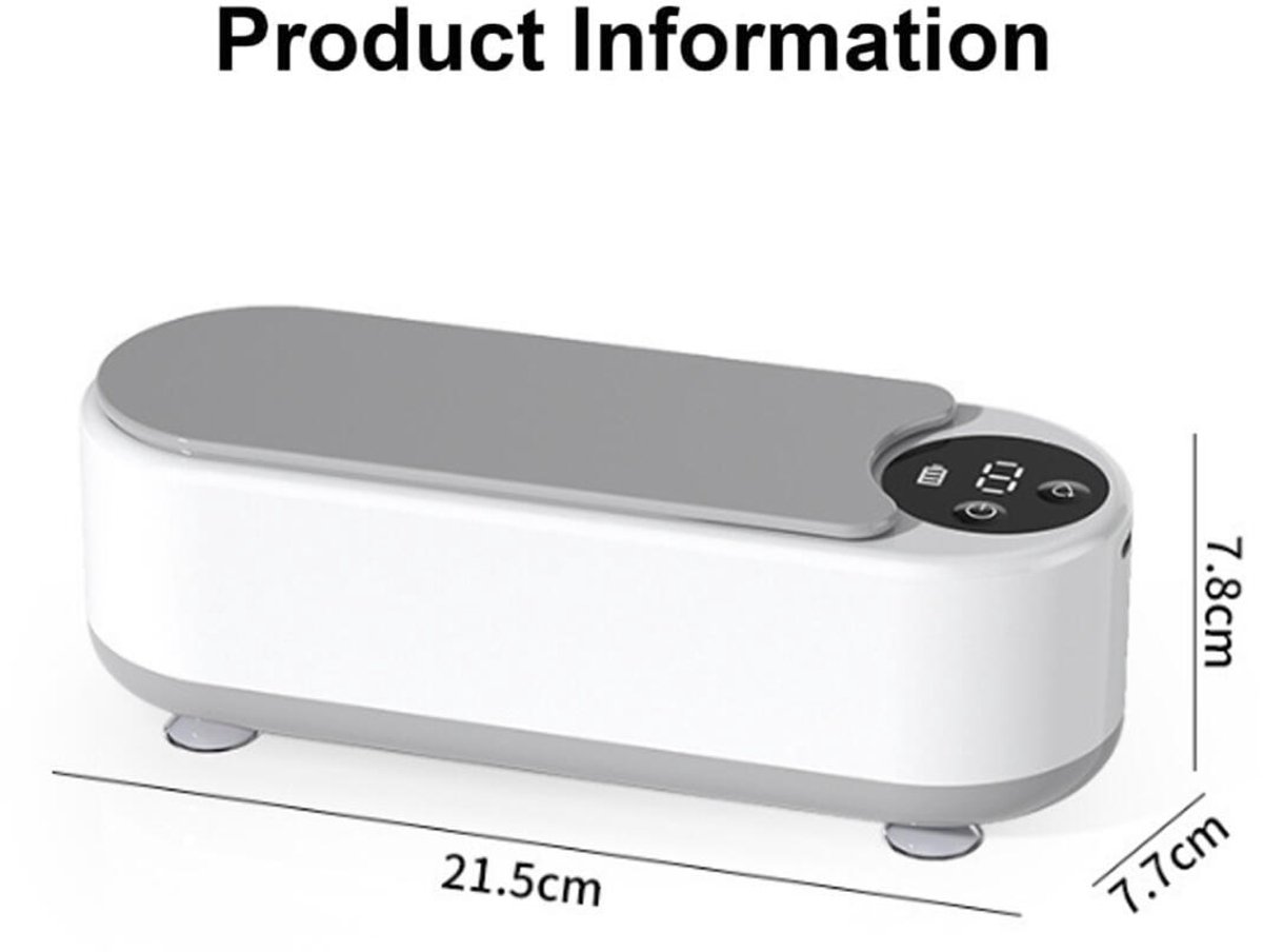 Ultrasonic Cleaner - Jewelry Cleaner - Glasses Cleaning Machine - Cleaning Machine - Glasses Cleaner - Denture Cleaner - rechargeable - with fast deep cleaning function - chain cleaner - for glasses, jewelry, rings and earrings - 22*8*8 cm - white