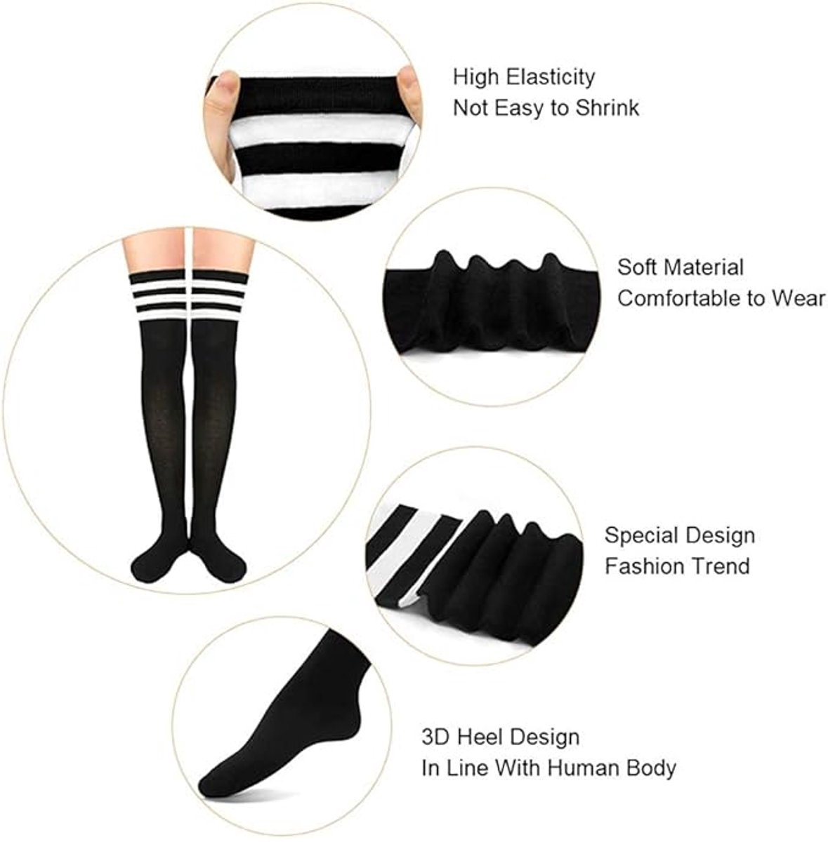 women's knee socks - 3 Pairs - Knee socks - knee socks for women - overknee socks - Sexy socks - girls' knee socks - striped socks - Black/Red/Blue