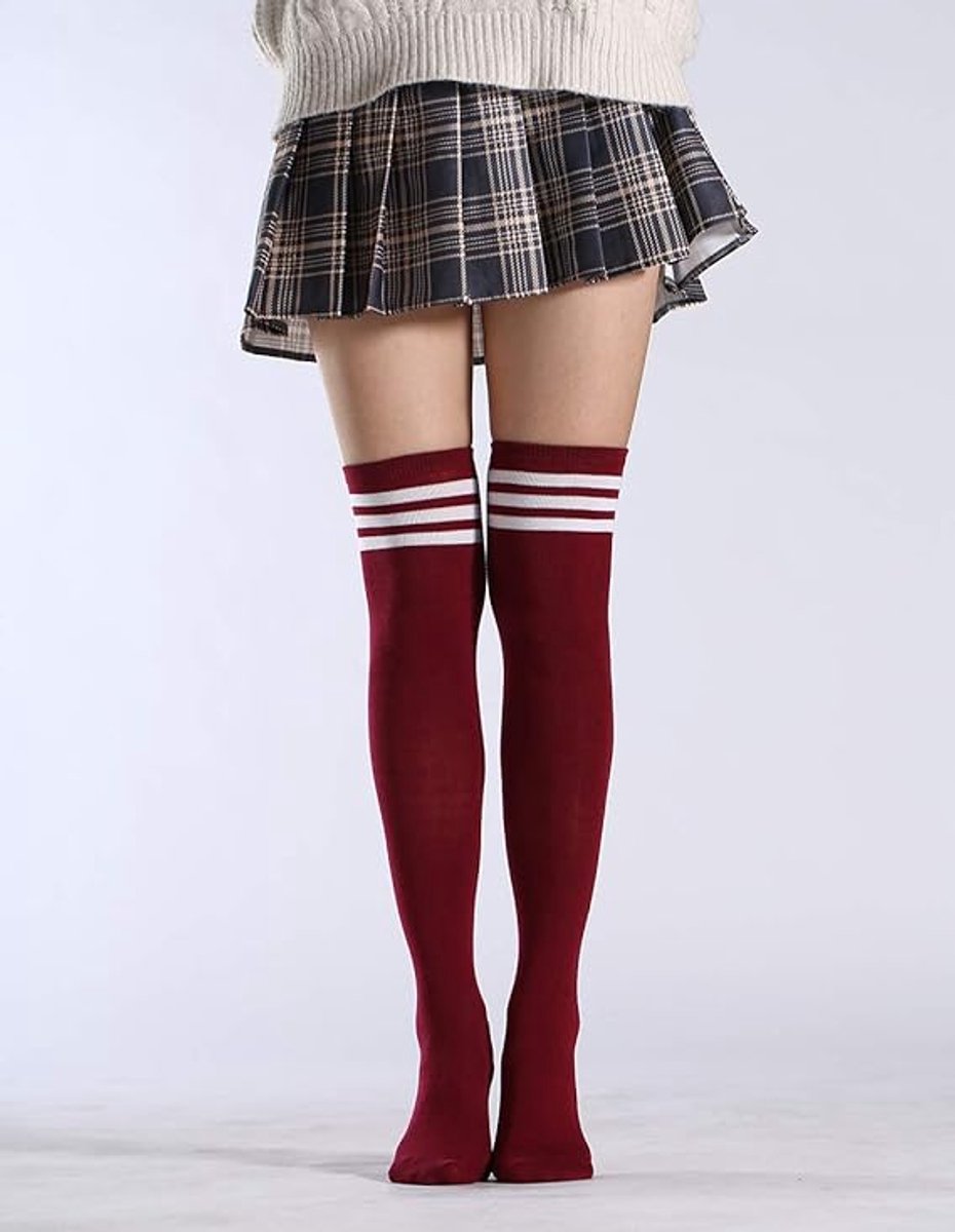 women's knee socks - 3 Pairs - Knee socks - knee socks for women - overknee socks - Sexy socks - girls' knee socks - striped socks - Black/Red/Blue