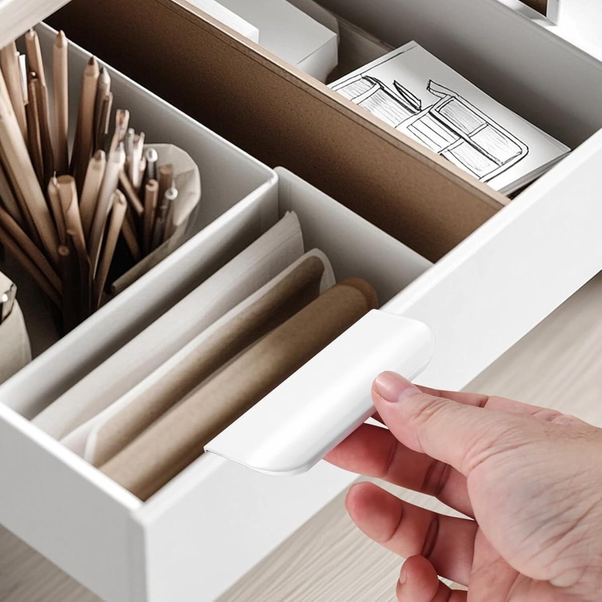 10 pieces - 150*40*17.5 mm - Cabinet handles - Drawer handles - Concealed handle - Aluminum alloy handle - kitchen cabinet handles - furniture accessories - hardware - white