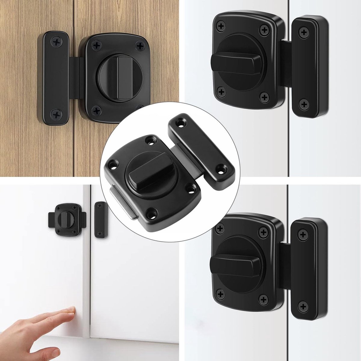 2 pieces - Door locks - swing door locks - zinc alloy door locks - bathroom door lock - security lock - door bolt - for home security, bathroom, bedroom, toilet - black