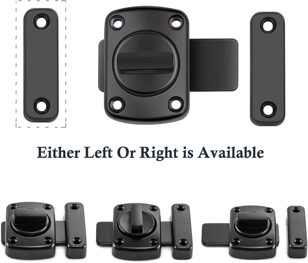2 pieces - Door locks - swing door locks - zinc alloy door locks - bathroom door lock - security lock - door bolt - for home security, bathroom, bedroom, toilet - black