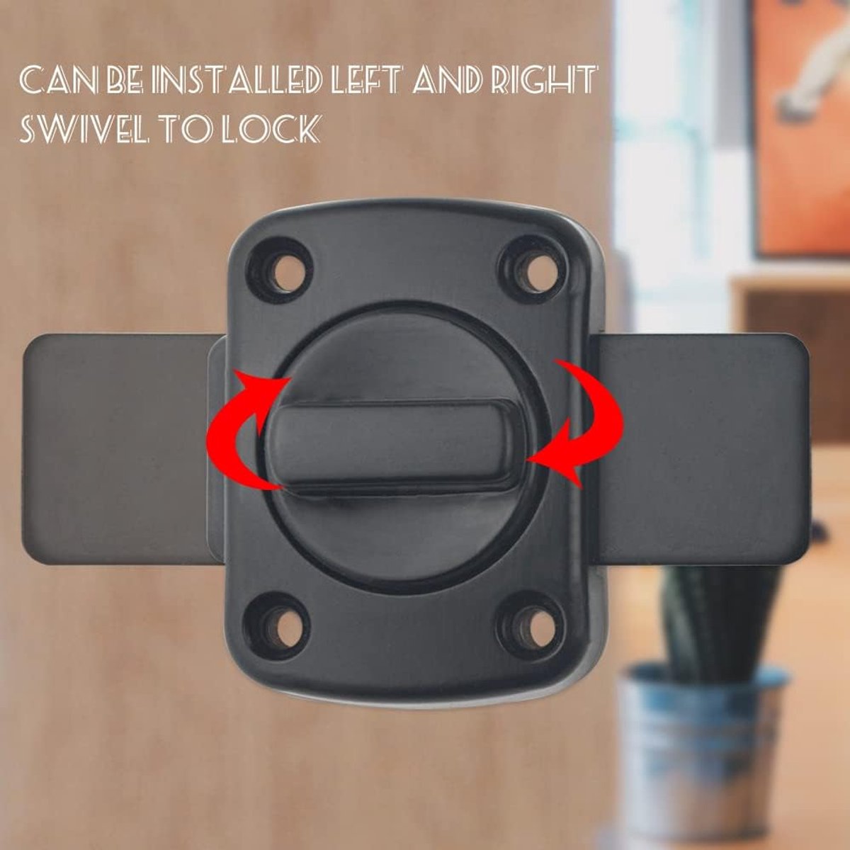 2 pieces - Door locks - swing door locks - zinc alloy door locks - bathroom door lock - security lock - door bolt - for home security, bathroom, bedroom, toilet - black