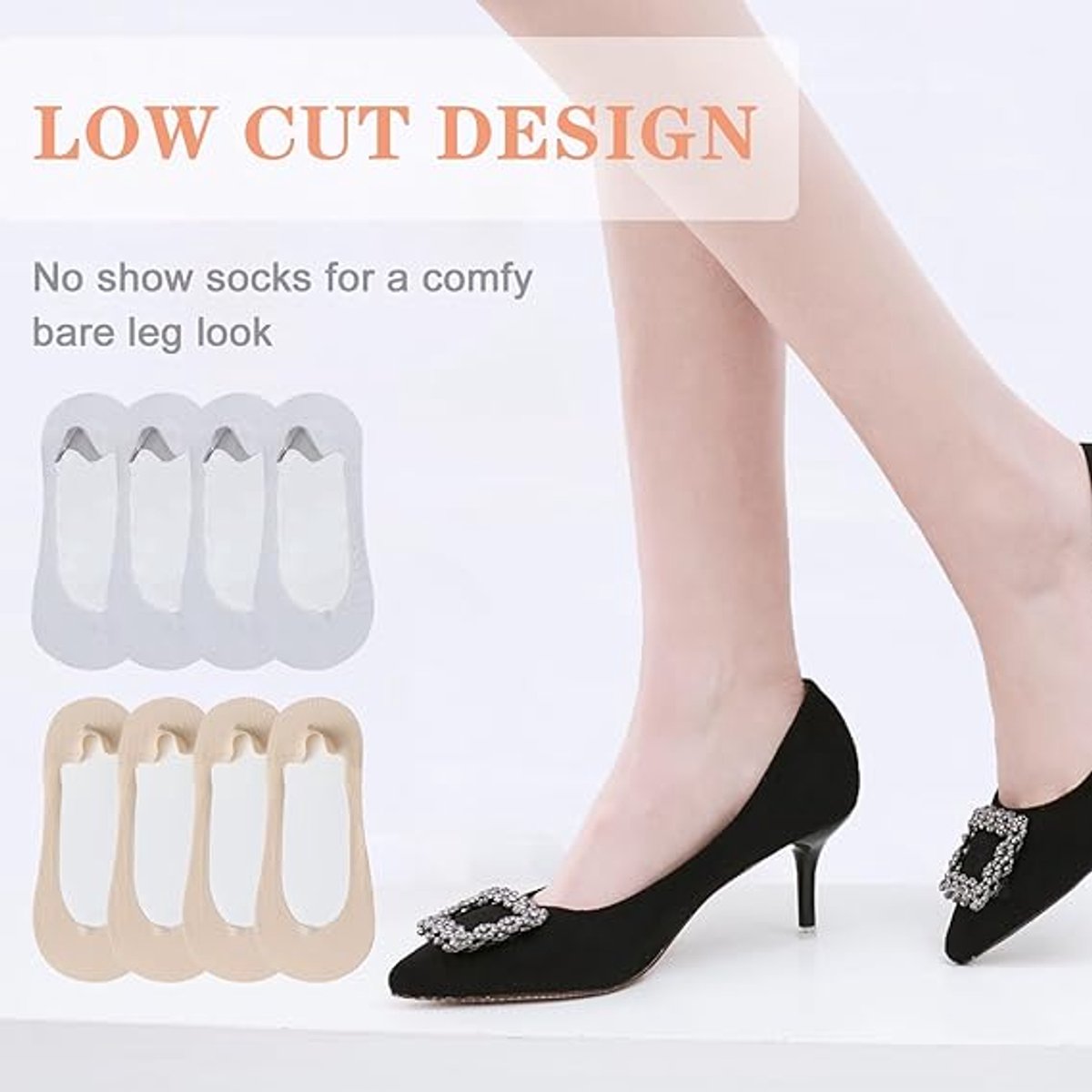 Pairs - Socks - Invisible Socks for Women - No Show Socks for Women for Flat Shoes - Anti-Slip - Invisible - Ultra Low Lining Socks - Hidden Thin Socks - Silicone Foot Protector - Yellow and Grey