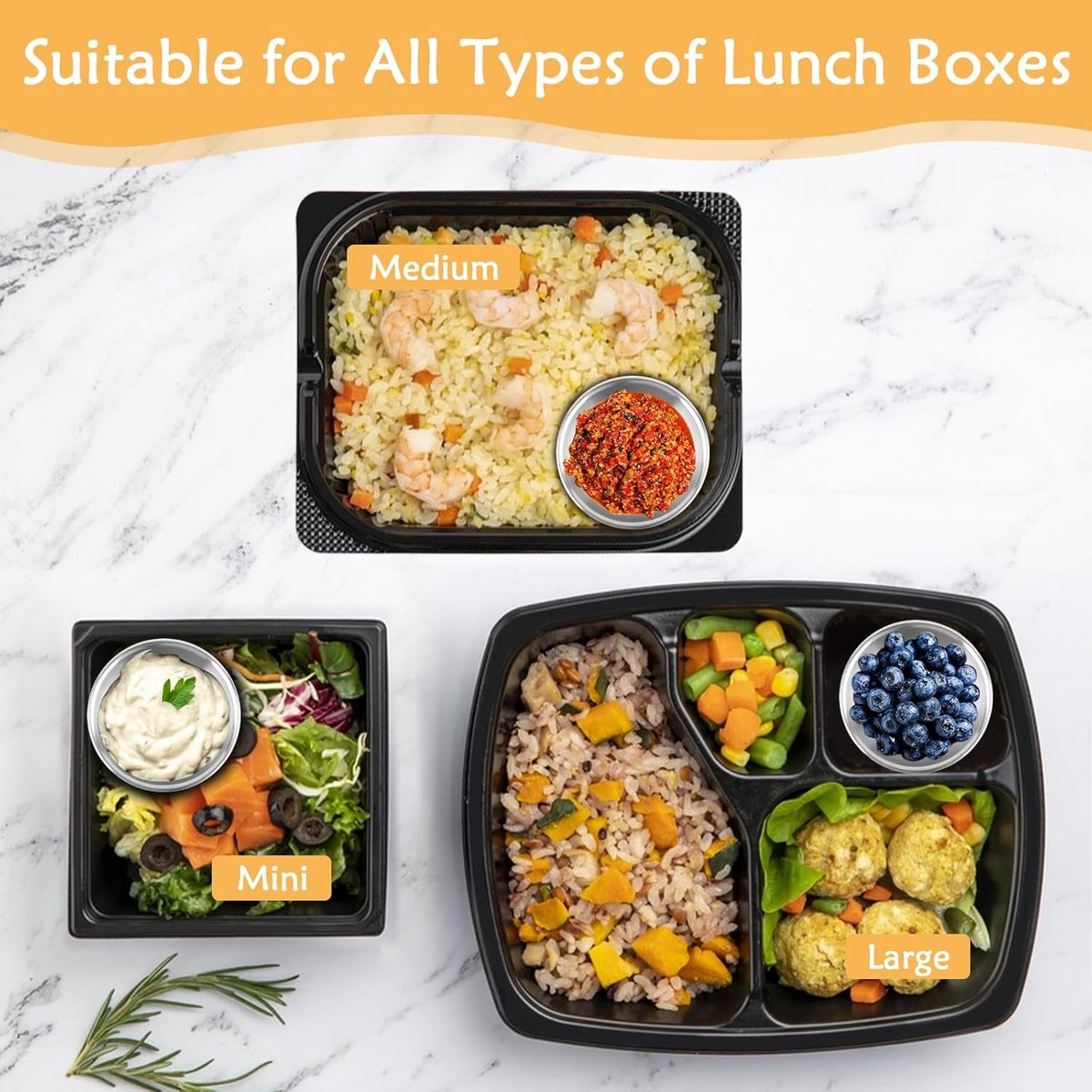 Mini Food Storage Containers - Stainless Steel Snack Box - Set of 12 Dressing Jars - Small Stainless Steel Sauce Container - Durable Snack Boxes - Freezer Containers - Dressing Container - Sauce Cups - 50ML Dressing Container With Silicone Lids - for