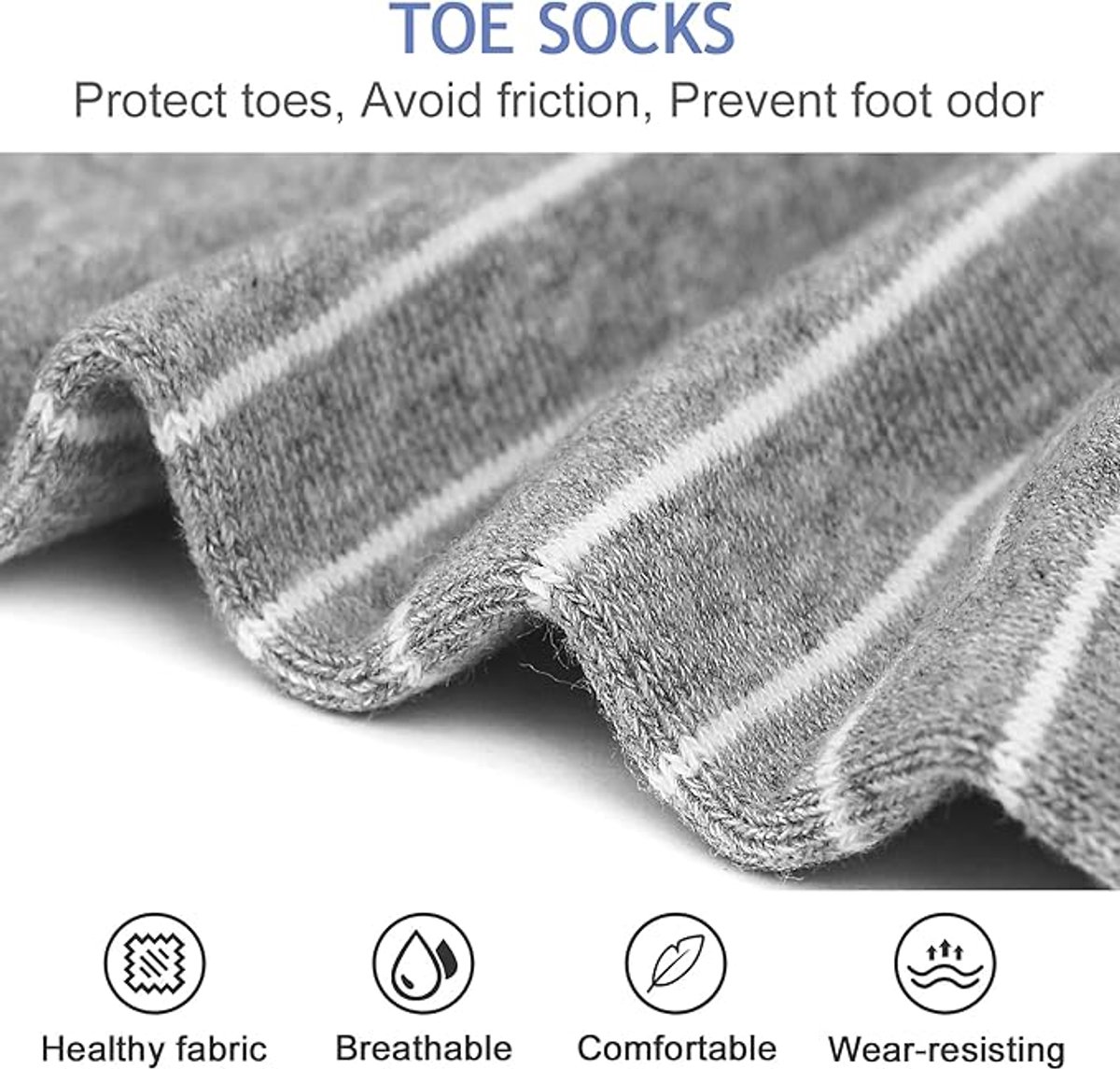5 pairs - Toe socks - Toe socks - Yoga socks - cotton toe socks for women - Runner toe socks - Runner Toe socks - Smooth toe seam - Cotton - Comfortable Socks - sports socks - loose toe socks - breathable sports socks - grey