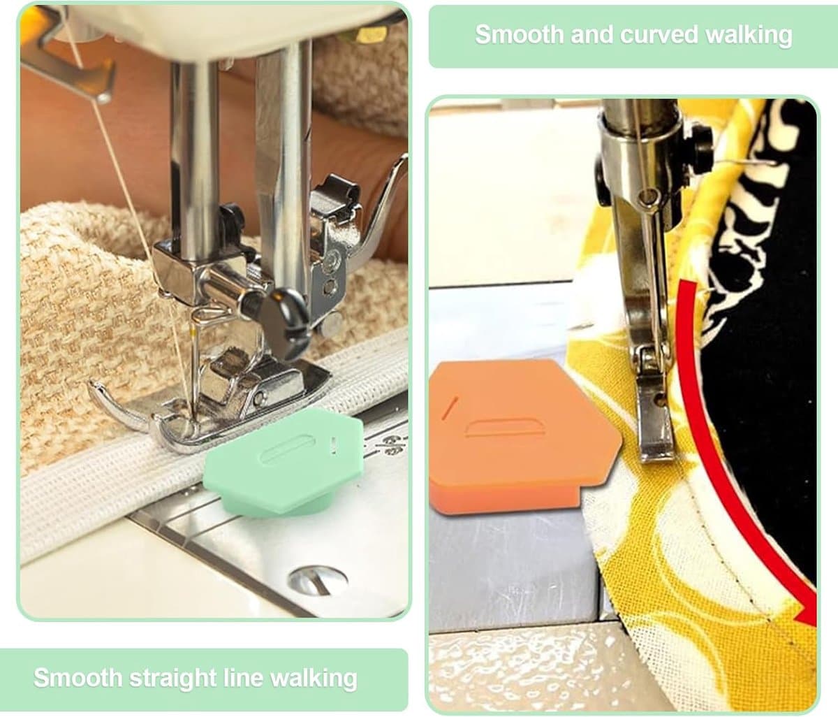Magnetic Seam Guide 6.7*4*1 cm Multifunctional Polygonal Hem Guide with Scale Universal Sewing Accessory Orange Pink Green 3 Piece