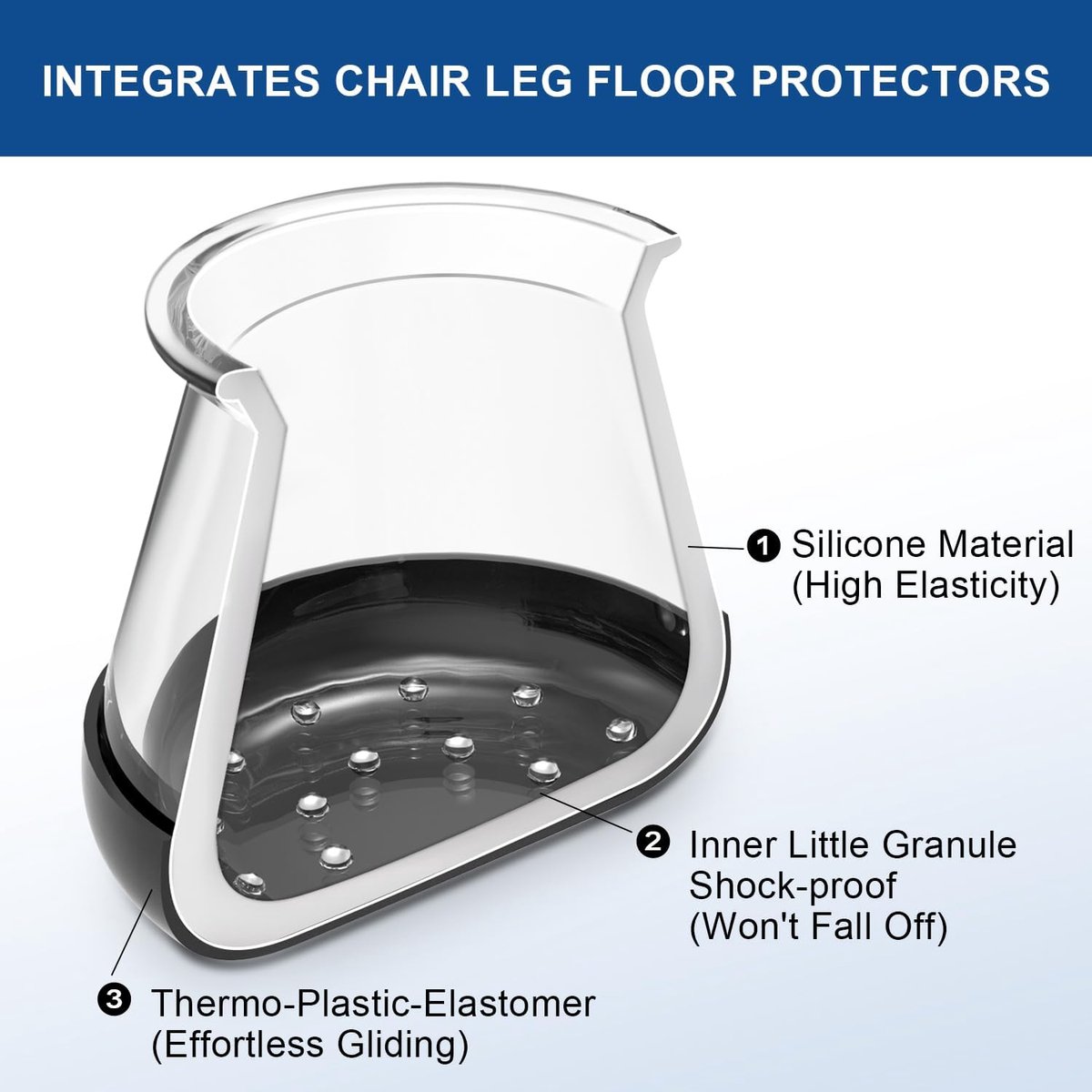 28 Pieces Chair Leg Protectors - Silicone Protective Caps - Chair Leg Protectors - Round Medium Silicone Chair Cushion - Anti-Scratch Felt - Furniture Cushions - Chair Leg Protectors - Carpet Chair Leg Cushions (fit: 20.1-30 mm) - Floor Protection -