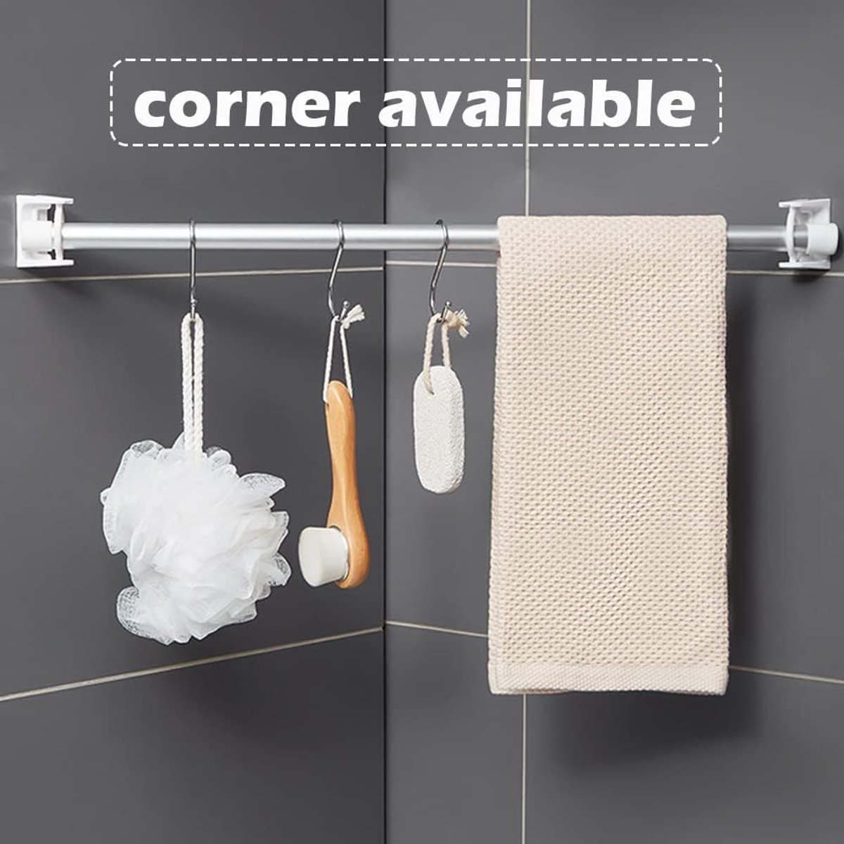 8 pieces - Curtain Rod Bracket - self-adhesive curtain rod holder - 360 degree rotatable mounting brackets - for curtain rods - no drilling required - for bathroom, bedroom, kitchen, hotel - white - 4*5 cm