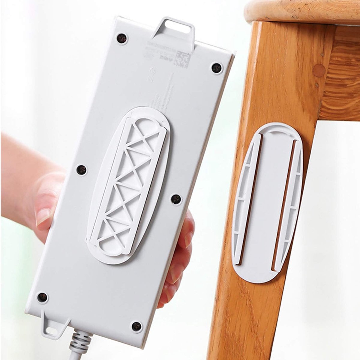 5 pieces - 10.3*4 cm - Self-adhesive power strip mount - Power strip holder fixer - wall sticker for socket - holder for power strip - no holes - wall mounting - for remote control, router, computer, kitchen, home and office - white