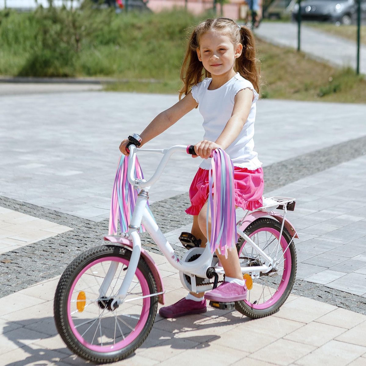 1 Pair - Bicycle Streamers - Bicycle Tassels for Children - Kids' Bicycle Accessories - Scooter, Bicycle, Tricycle Handlebar Streamers - Handlebar Grips Accessories - for Girls and Boys - 28 cm - Purple
