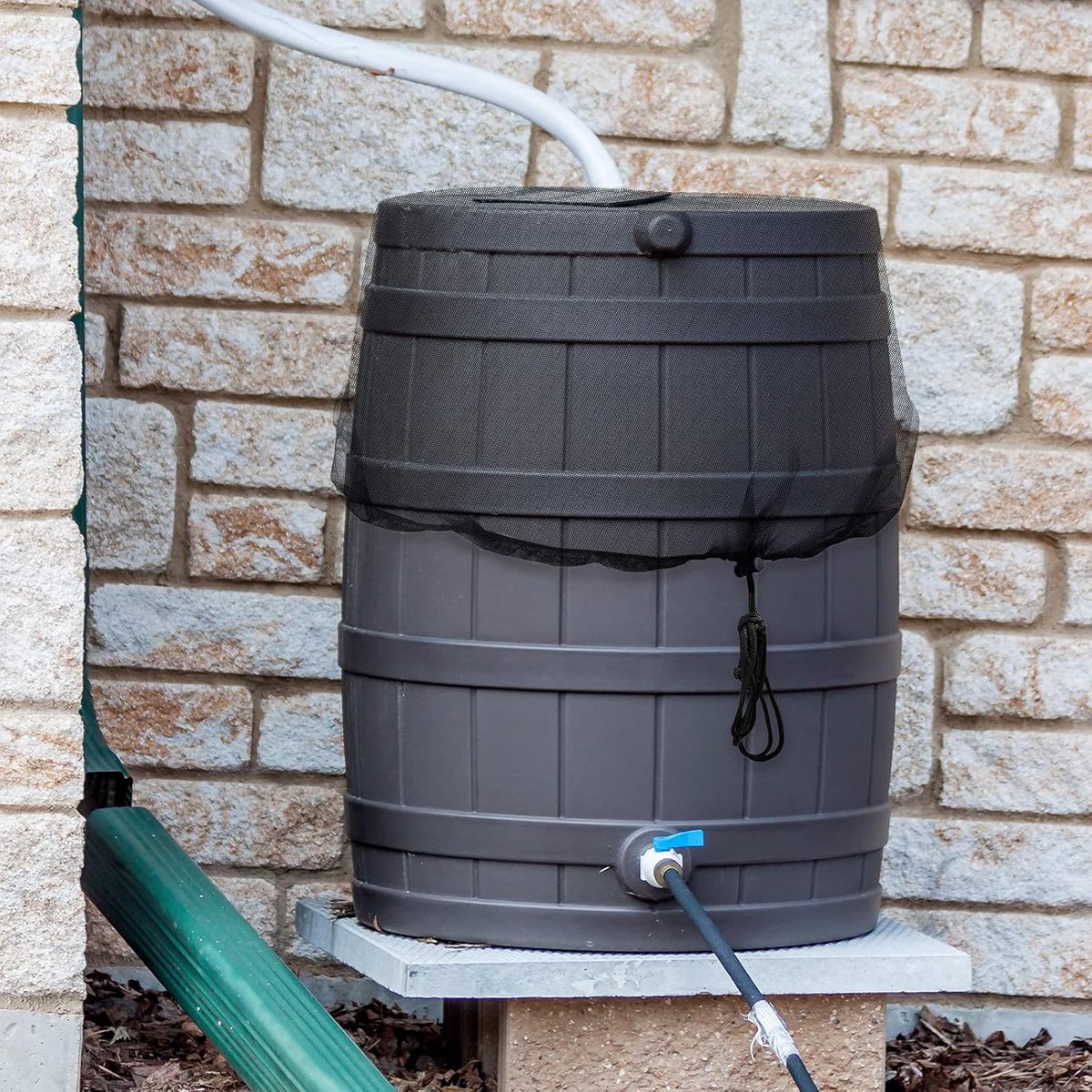 3 pieces - rain barrel cover - Rain barrel net - Protective cover for tank harvesting tools - With drawstring - Universal lid - Keeps dirt out of the rain barrel - for garden and camping, anti-rotation, anti-mosquito - 37.4 inches - Black