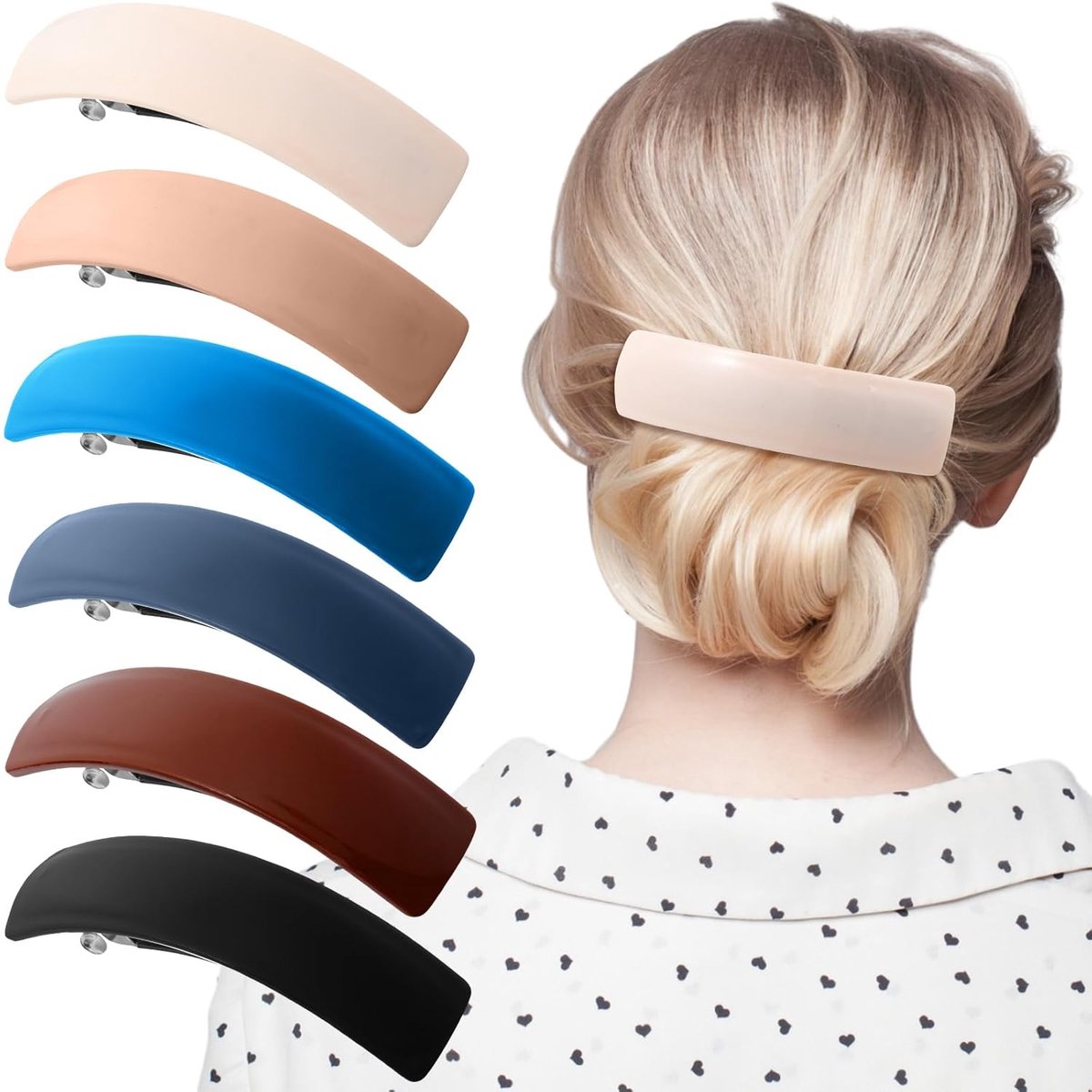 6 pieces - hair clips for women - hair clip - French vintage hair clips - retro hair clip - hair accessories - with snap fasteners - for fine and medium-thick hair - beautiful hair clips for women and girls - 6 colors