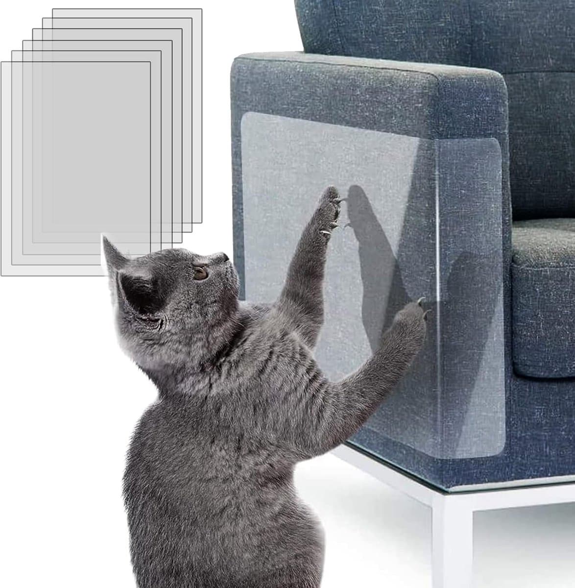 Anti-Scratch Sheets for Cat and Dog - 6 Piece Sticker Scratch Protectors - 45 x 30cm - Cat Scratch Protector - Anti Scratch - Cat Sofa Protector - Scratch Protectors for Furniture Sofa Table Door - Scratching Post - Transparent