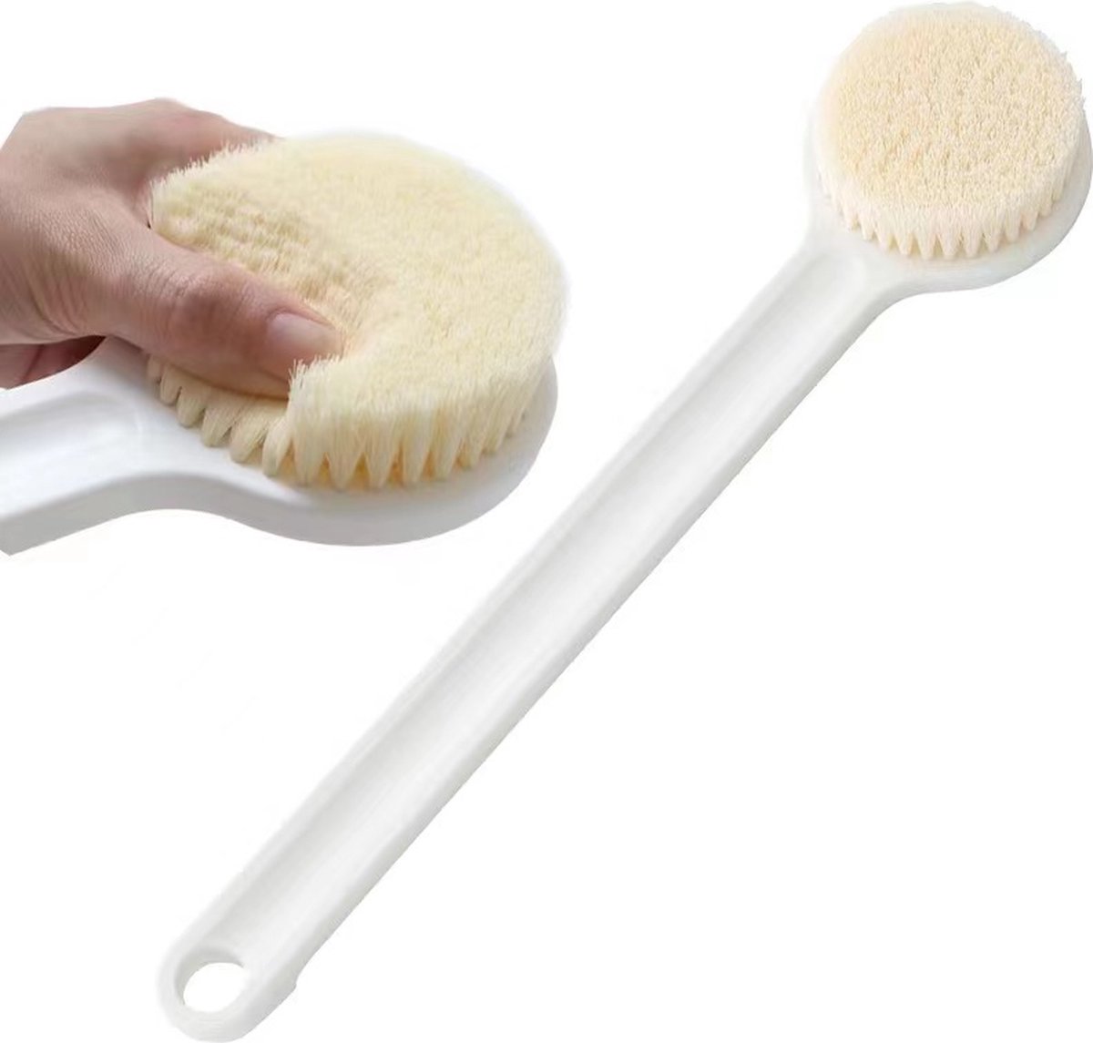 Bath brush - Back brush - Long-handled bath brush - Skin brush - Shower brushes - Bath/shower accessories - shower scrub brushes - white - PP - 37*7.5*2cm
