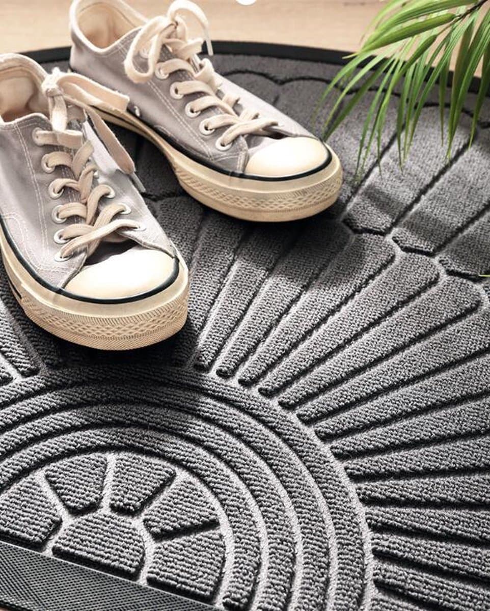 Rubber doormat Anti-slip Washable Semi-circular Dark gray 60 x 90 cm Outdoor Indoor Cleaning Mat