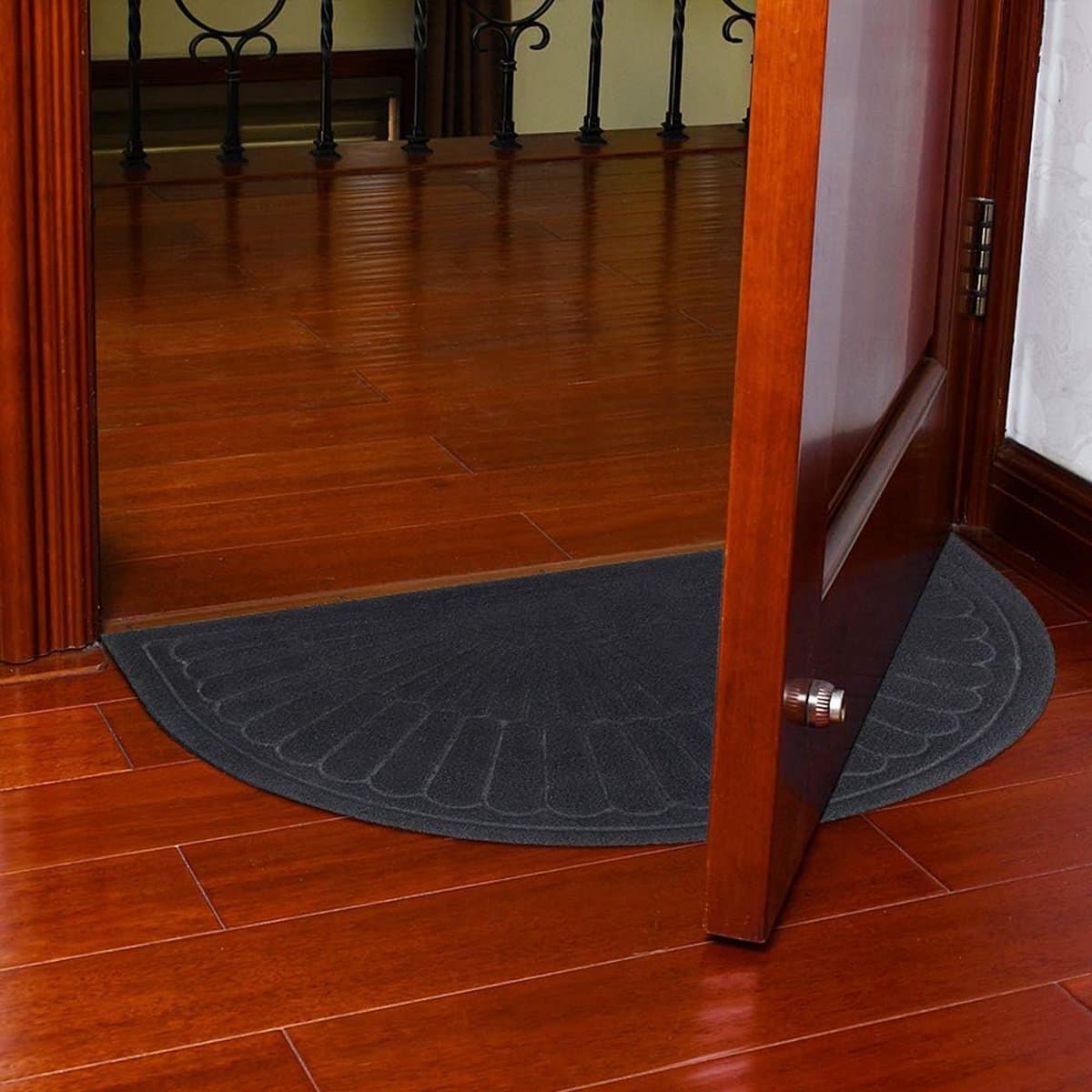 Rubber doormat Anti-slip Washable Semi-circular Dark gray 60 x 90 cm Outdoor Indoor Cleaning Mat