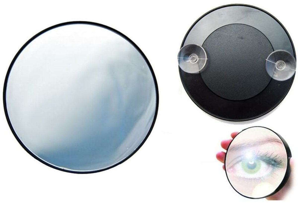 Make-up Mirror - 10x Magnification - With Suction Cup - Magnifying Mirror - Round - Portable Bathroom Shower Mirror - For detailed make-up and skin care up close - 88mm