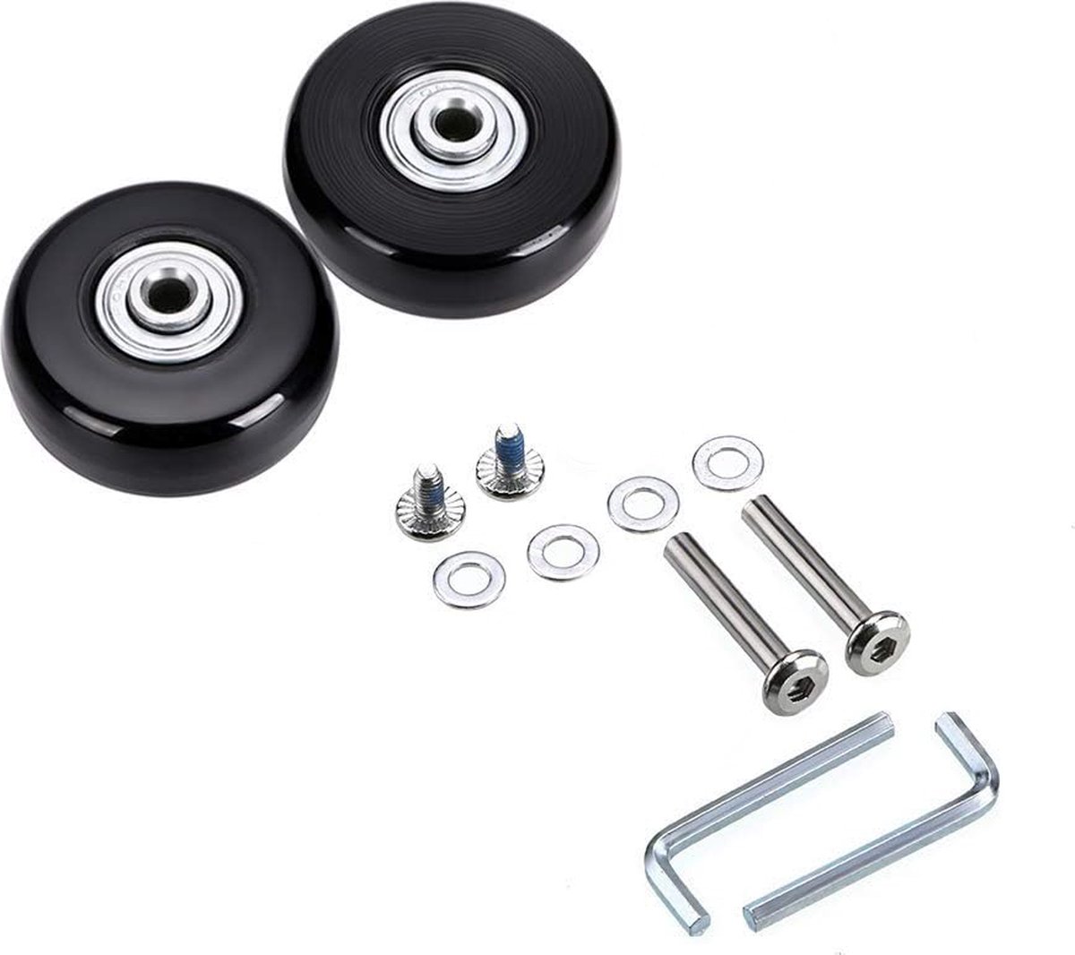 Set of 2 - Suitcase wheels - Replacement wheels for suitcases - Rubber casters - Bearings - Repair kits - 50mm x 18mm - Spare wheels - Suitcase - Casters - Luggage wheels - With screws - Wheels - Caster wheel - Suitcase wheels replacement set