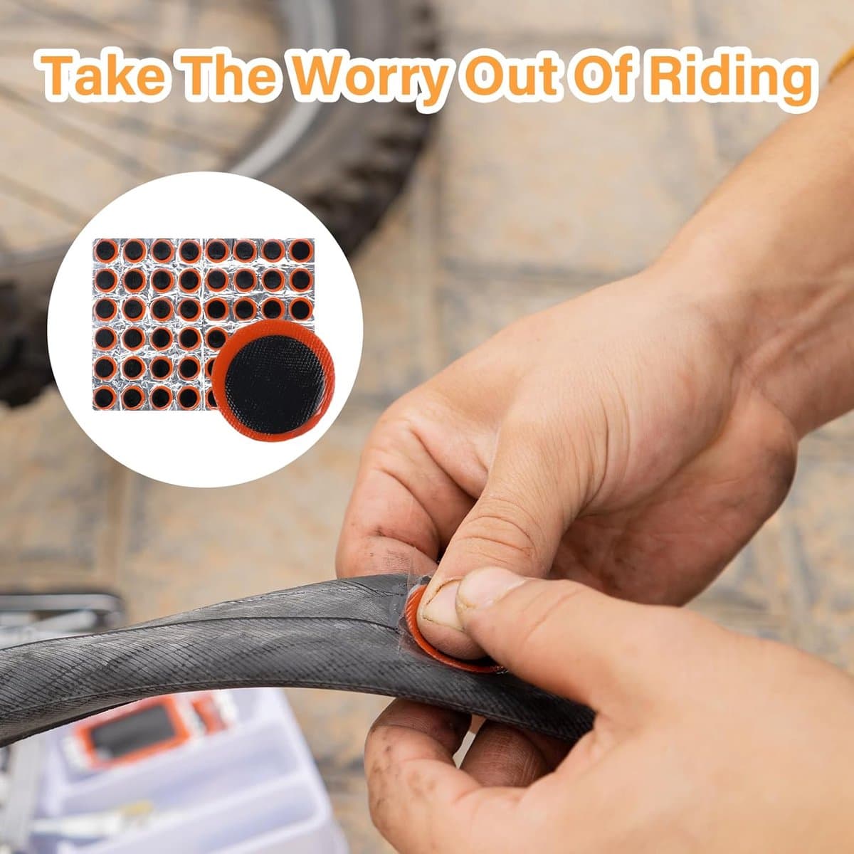 Tire Patches 96 Pieces Non-Adhesive Rubber Round Rectangular Ø 28.8 mm 34 * 24.5 mm Black
