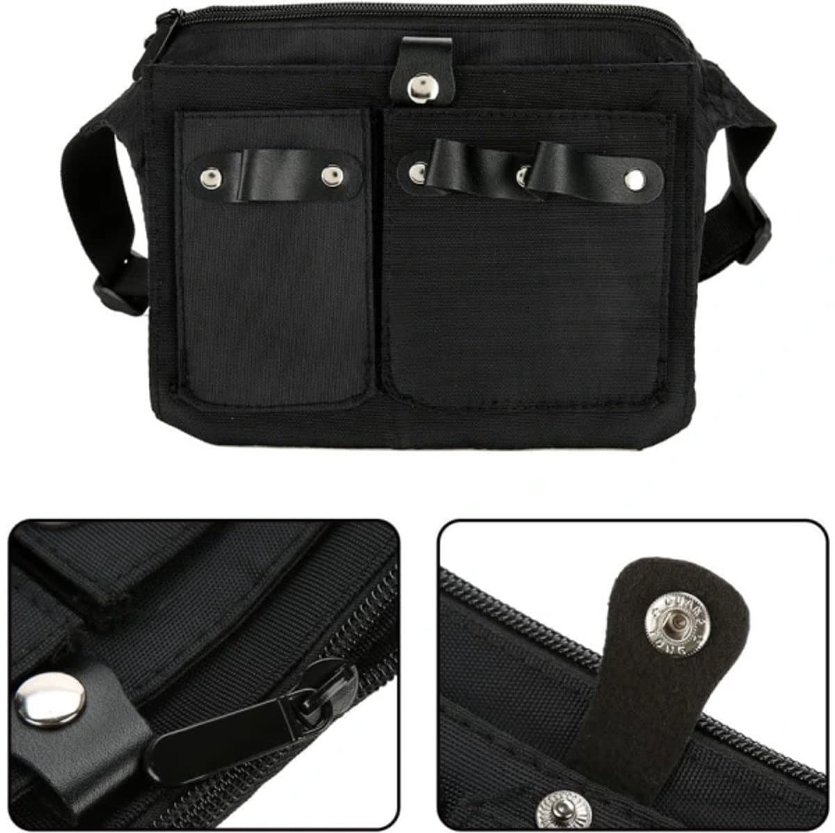Hairdresser's Bag Hairdresser's Belt Bag Scissor Bag Canvas 34x18 cm Black
