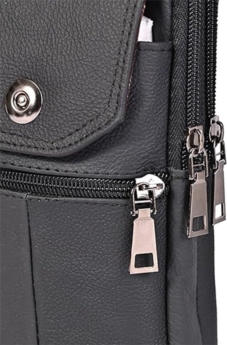 Belt Bag with Shoulder Strap Leather Men's Belt Pouch Neck Bag Cell Phone Pouch 19x10x4cm