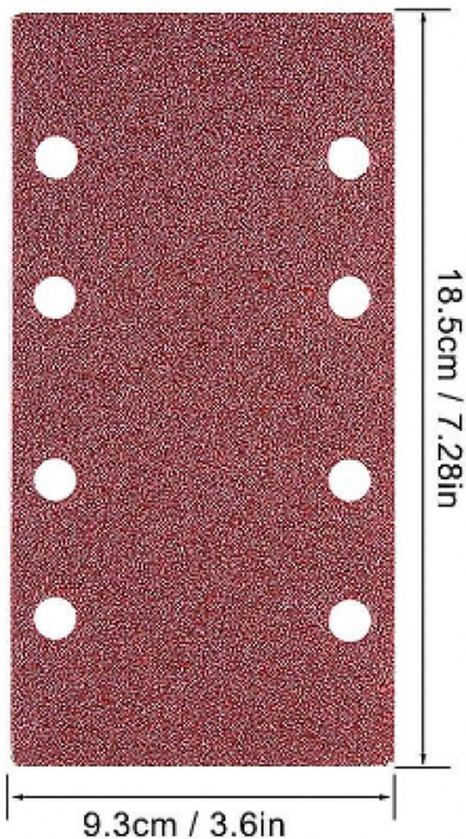 80 pieces - Sanding sheets - Sandpaper set - 40/60/80/120/180/240/320/400 grit - rectangular flocked sandpaper - 8 holes - red - 185*93mm