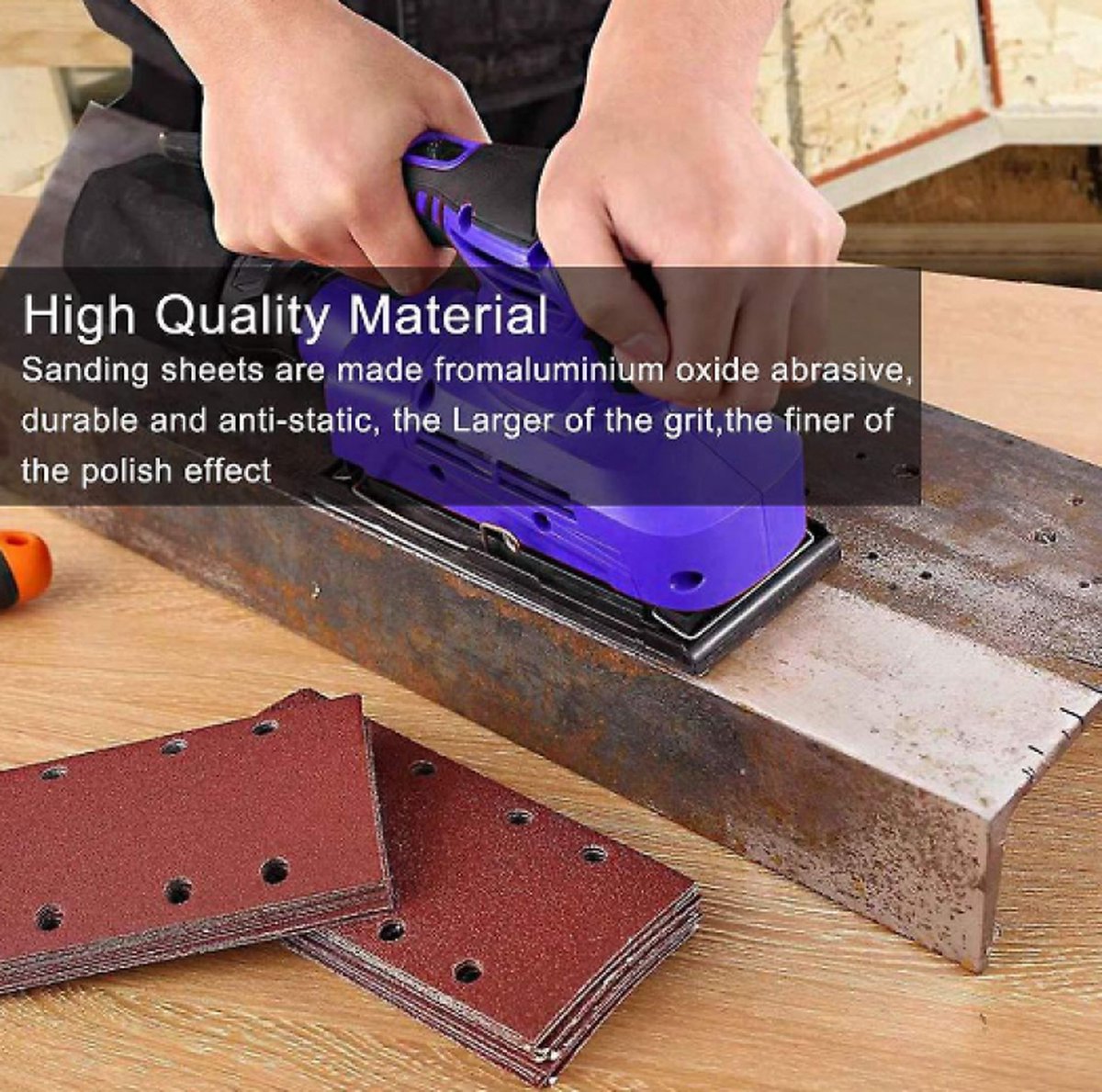 80 pieces - Sanding sheets - Sandpaper set - 40/60/80/120/180/240/320/400 grit - rectangular flocked sandpaper - 8 holes - red - 185*93mm
