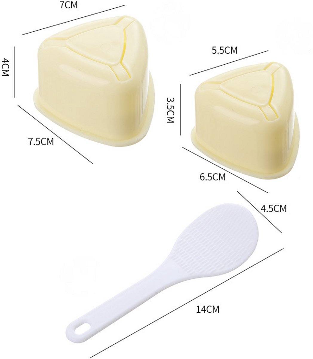 2-Piece Set - Onigiri Mold - Onigiri Mould - Onigiri Shape - Triangular Rice Ball Mold - PP - 7*7.5*4 CM - Rice Former - Yellow - Kitchen Tools - Sushi Maker