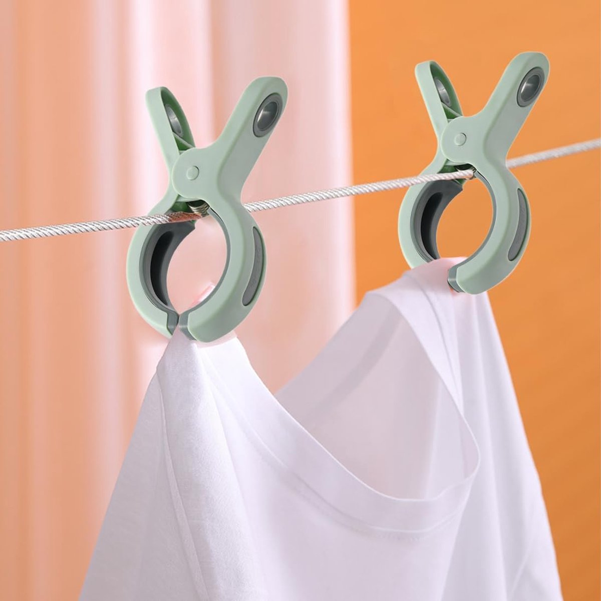 6 Pieces Beach Towel Clips - Plastic Quilt Clips - Clothes Pegs - Large Clothes Peg Towel Pegs - Windproof - Green - For daily laundry, beach towels, bath towels, bed linen and thick clothing