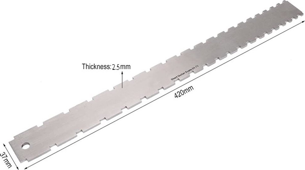 Guitar Neck Notched Straight Edge Luthiers Tool, Notched Fretboard Straight Edge Luthiers Measuring Tool for Guitars Neck Leveling Ruler - Double Teeth - 420*37*2.5mm - For 62-65cm Guitar Frets