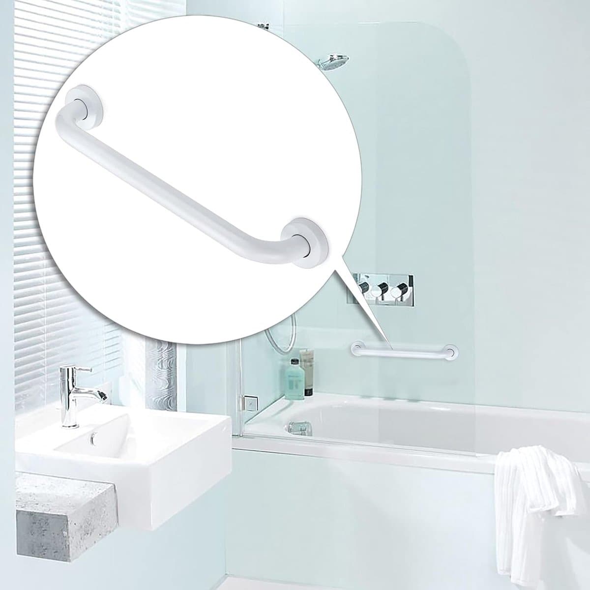 Grab Rail Support 40 cm Stainless Steel Wall Support White Bathroom Shower Toilet