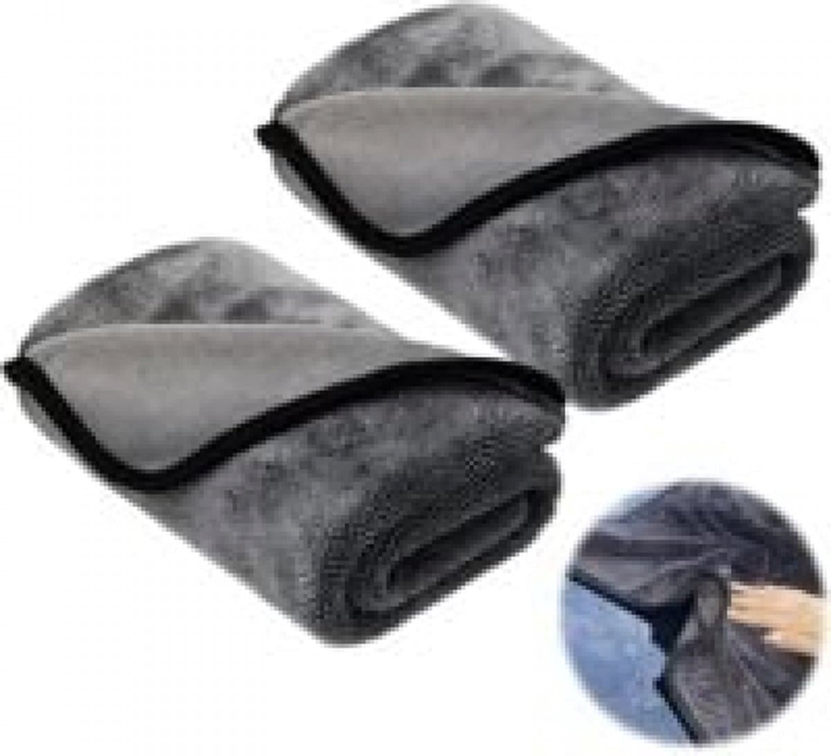 Microfiber Cloth Drying Towel 40x40 cm Gray Absorbent 600 g/m² 2 Piece for Shower Bathroom and Car Washing