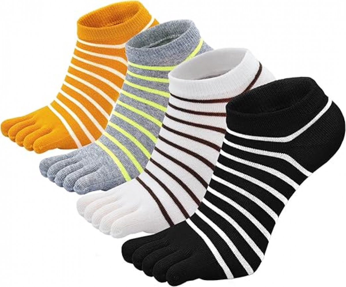 4 Pairs - Socks - Black + Gray + White + Yellow - Women's Socks - Premium Cotton Regular Socks - Cotton Toe Socks - Size 35-40