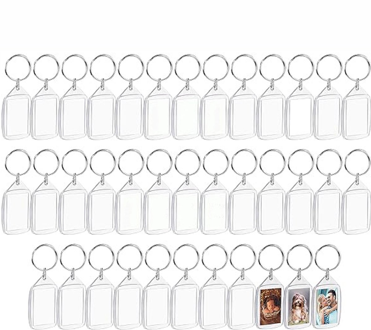 Empty Photo Frame Key Hangers - 37 Pieces - 3.4 x 5.4cm - Transparent Clear Acrylic Key Hangers for Double-Sided Photos - Small Picture Frames for Family, Friends & Hobbies