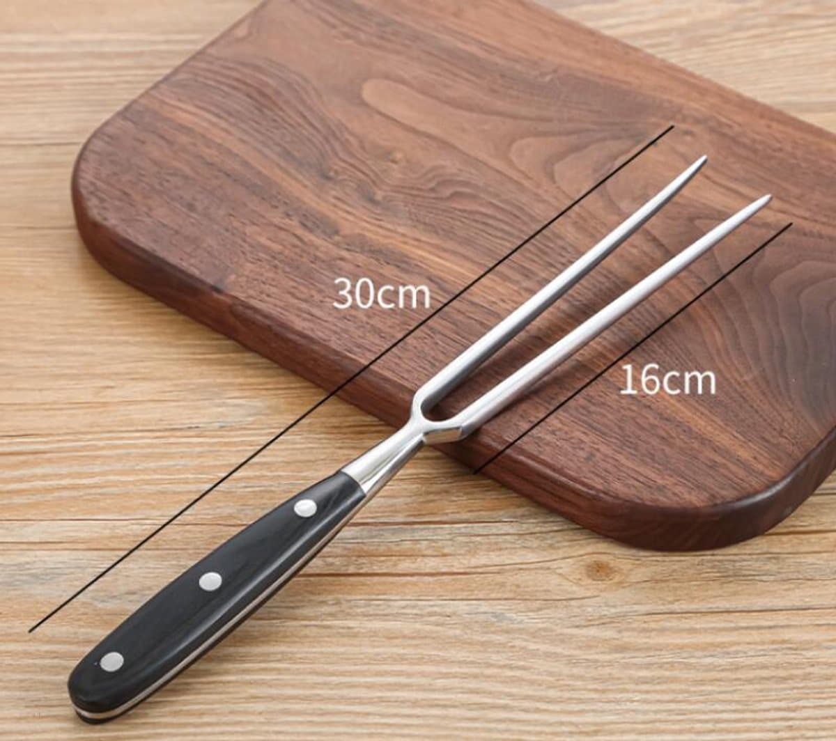 Carving Fork Stainless Steel 30cm Black Handle Kitchen Utensil Meat Fork for Cooking Grilling Turkey Roast Dinner