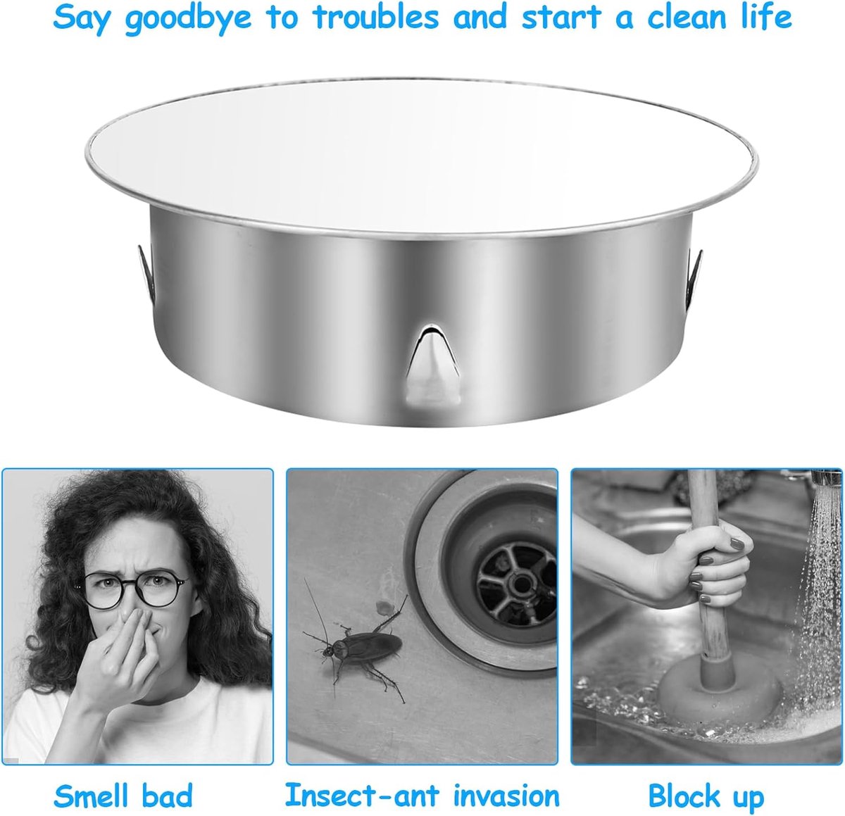 Chimney hood - Stainless steel - Pipe hood - Ø 148 mm - Base diameter: 122 mm - Depth 45 mm - Prevents foreign objects from entering - Prevents odor formation