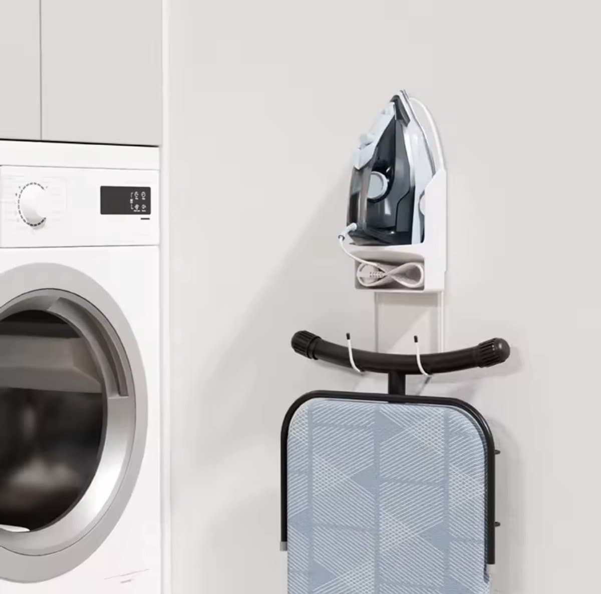 Ironing Board Holder Space Saving Hanging System White Plastic