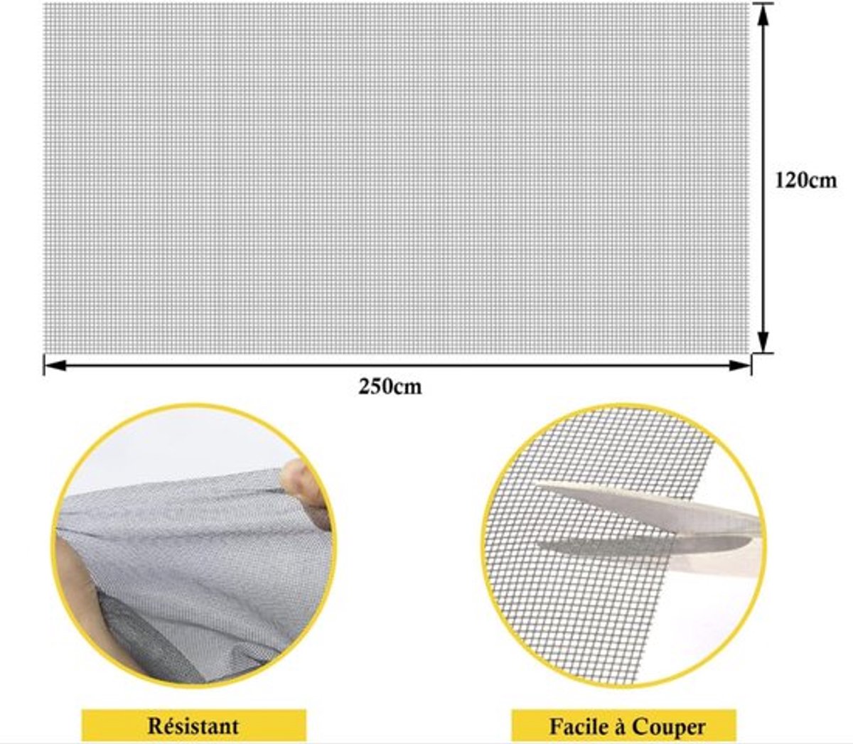 piece - Window screen 120 x 250 cm - Black - Mesh - Universal Window Screen - Custom-made screen mesh - Make your own screen - Anti-mosquito - Insect screen - Door screen