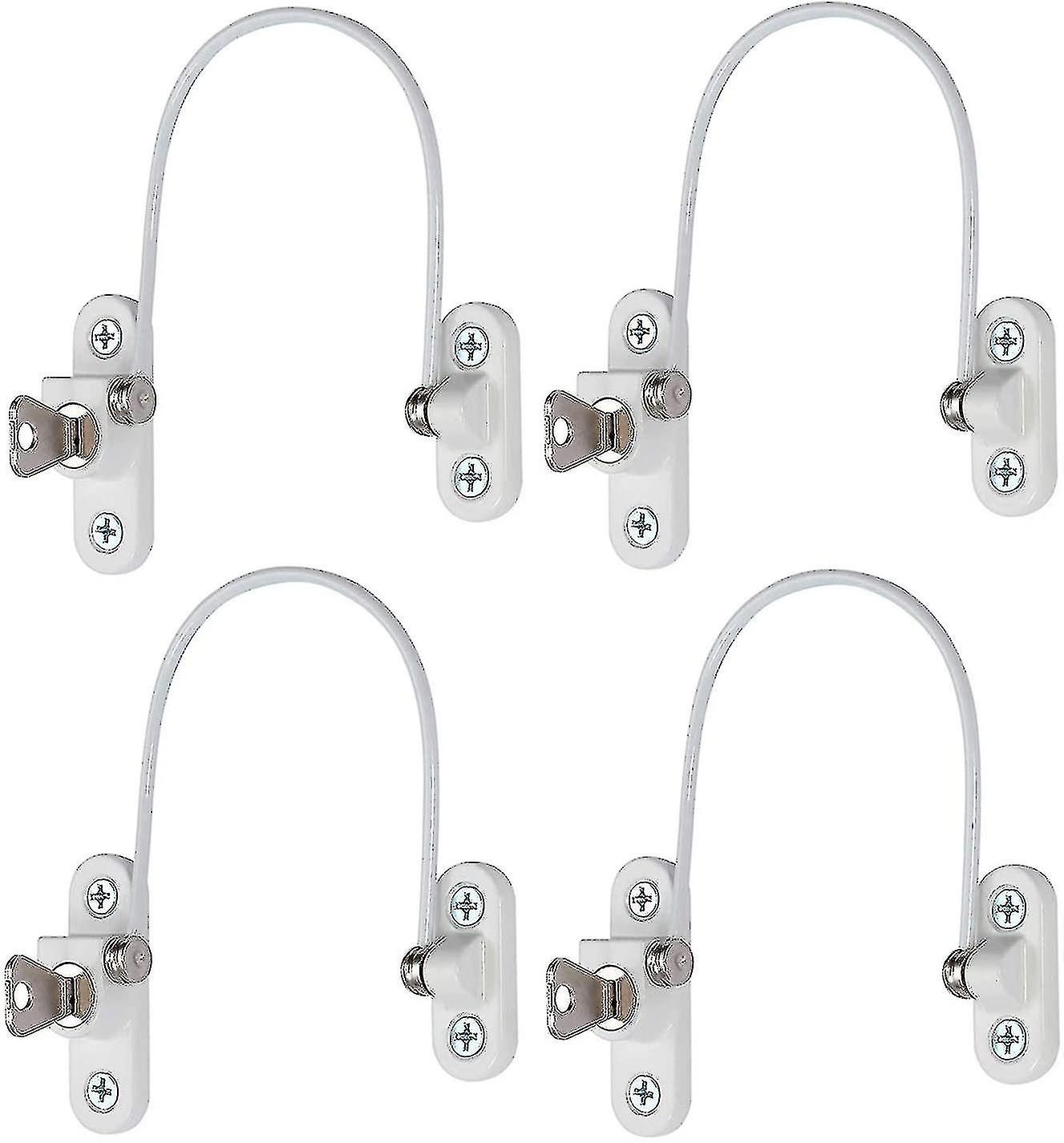 4 pcs Window Limiter, Window Stopper, Childproof Window Lock, Window Lock, Door Lock - White