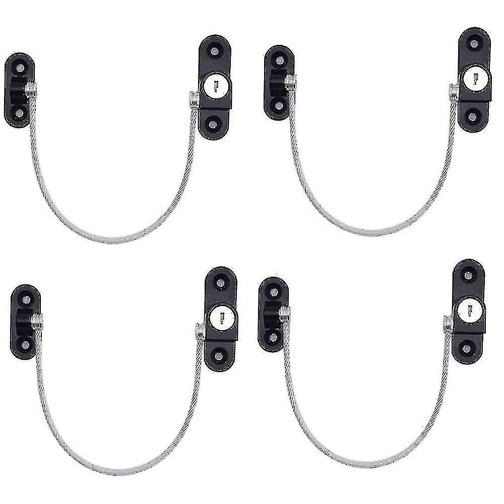 4 pcs Window Limiter, Window Stopper, Childproof Window Lock, Window Lock, Door Lock - White