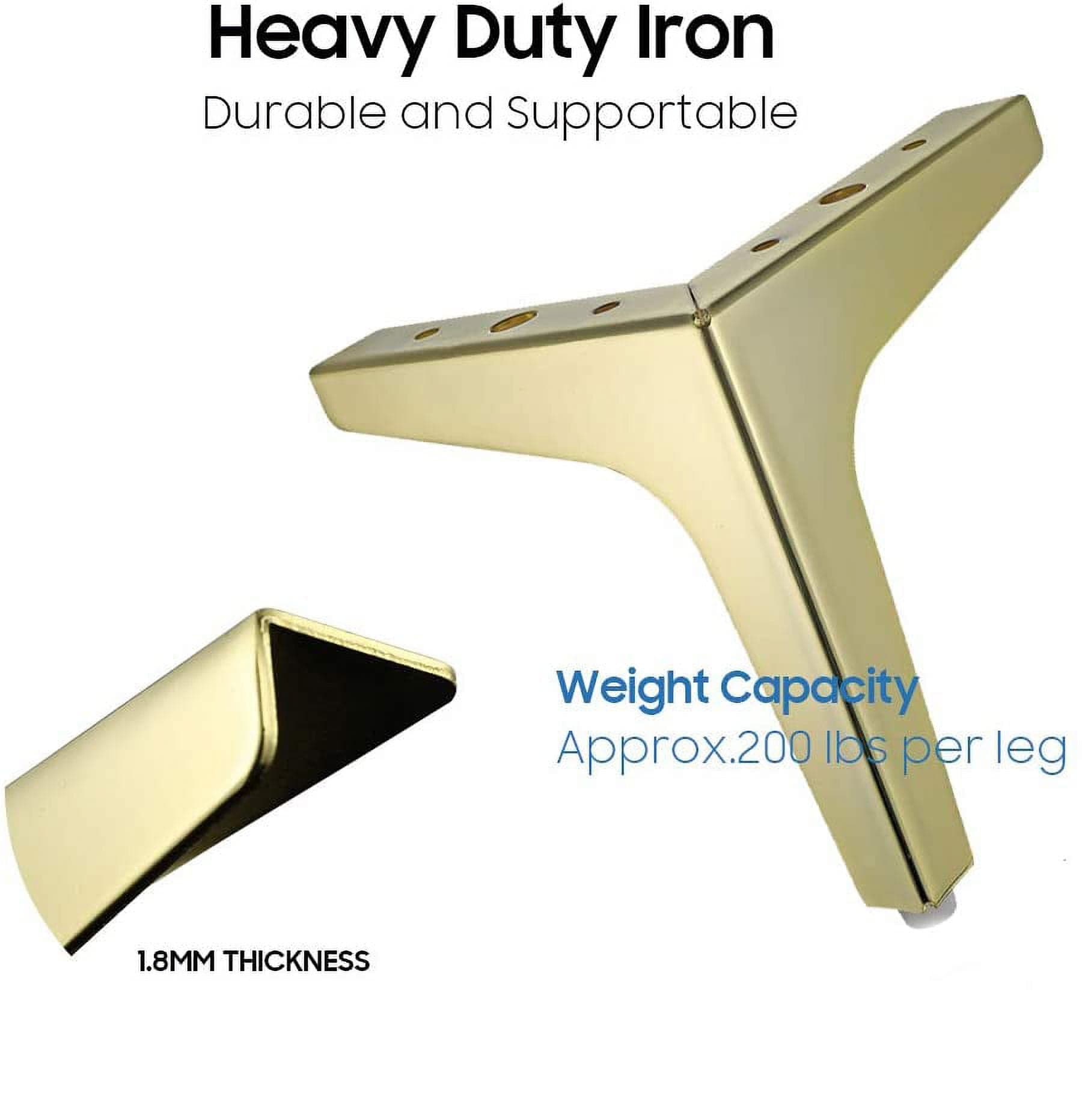 Metal Furniture Legs 4-Pack Black 10 cm Gold for Sofa Cabinet Couch Ottoman Table